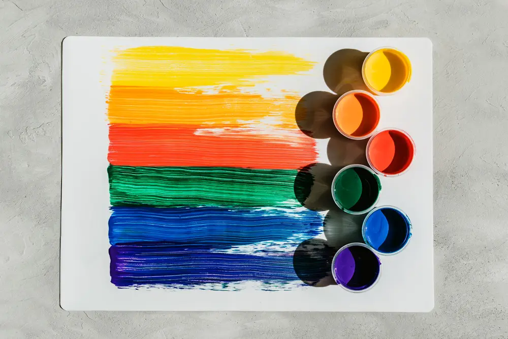 A rainbow of paint colors